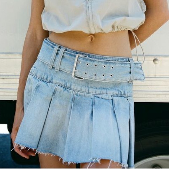 🖤ZARA Denim Pleated Skirt Mini Belted 3660/291🖤 - Picture 2 of 5